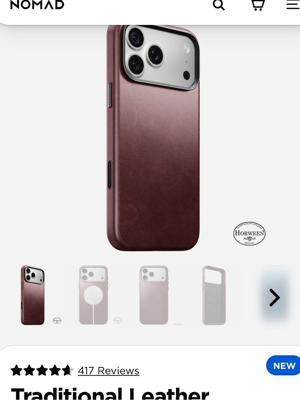 New in a box Nomad magnetic leather back color -burgundy